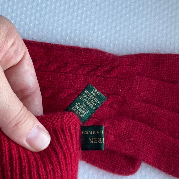 NWOT Lauren Ralph Lauren / Wool Mix / Gloves / Bright Red - Picture 6 of 9